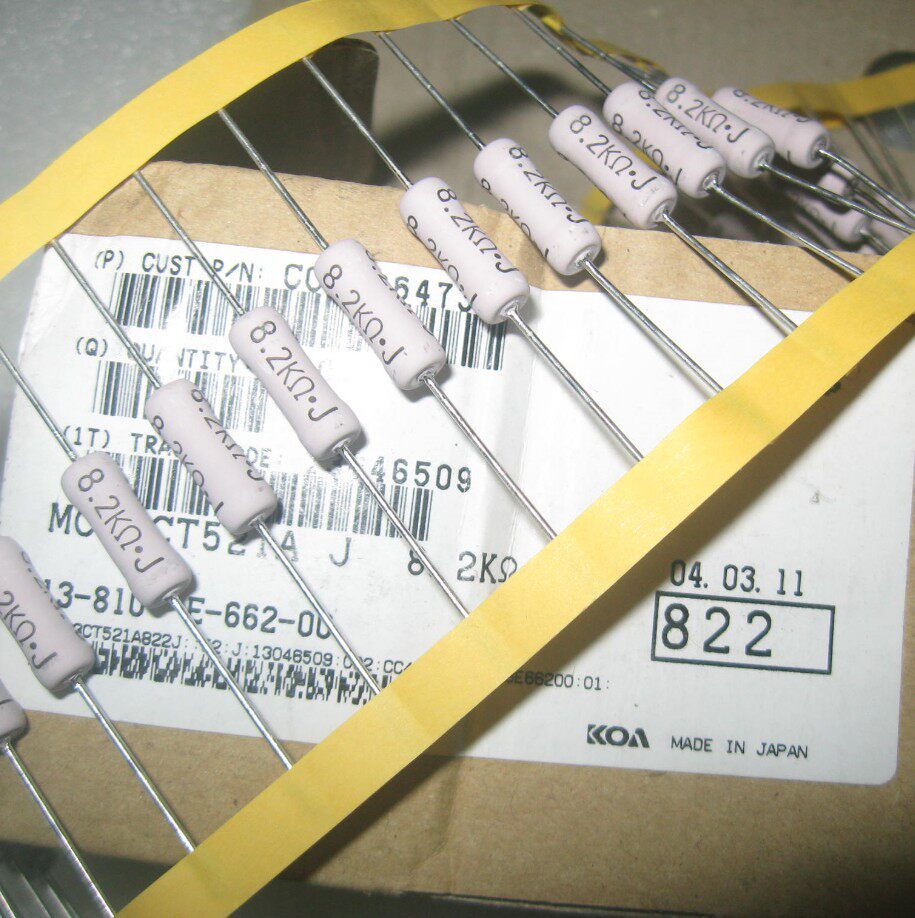 10个6元日本 KOA 8.2K 8K2 3W 粗铜脚发烧电阻 MADE IN JAPAN