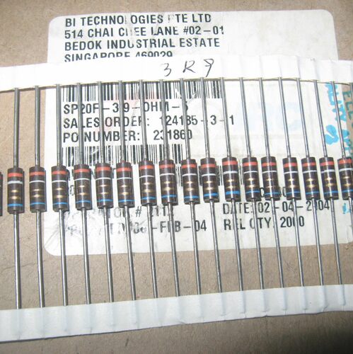 10个5元IRC 1W 3.9R 5%胶木壳线绕功率电阻 (SP20F0.5W体积)