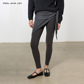 AND JOY灰色修身 打底裤 FEEL 2025女秋冬外穿显瘦百搭紧身裤
