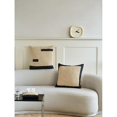 Moyu Raffia手工编织枕头简约东南亚风格客厅沙发草编靠垫核心靠