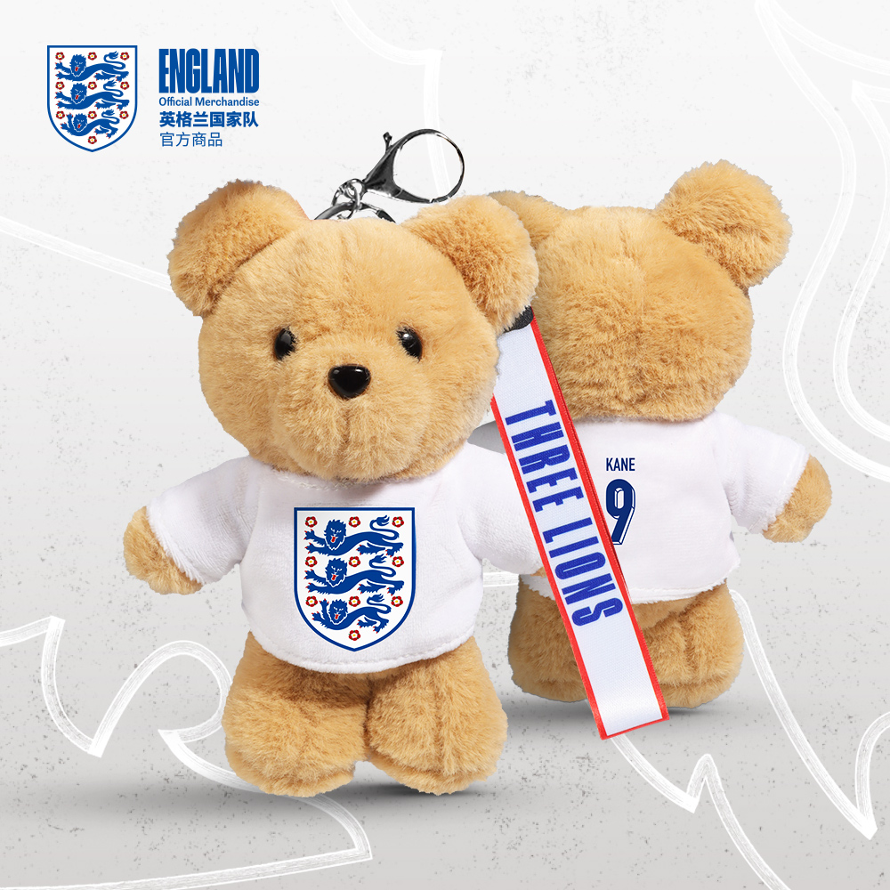 英格兰球员毛绒小熊钥匙扣挂件