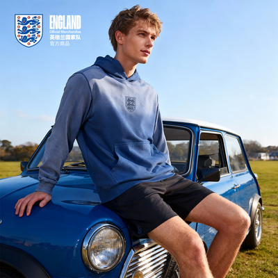 英格兰国家队渐变卫衣蓝色帽衫