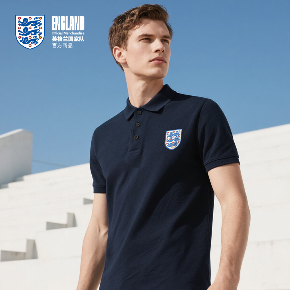 英格兰国家队官方POLO短袖蓝白
