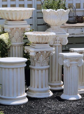 陌上花舍ing欧式复古白罗马柱花架底座花园阳台装饰摆饰工艺礼品