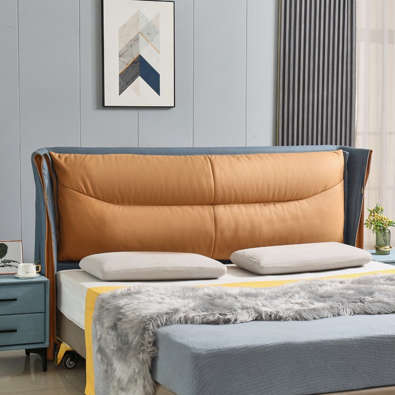 床头板 实木软包布艺轻奢简约现代床头靠背板1.8米两米落地单床头