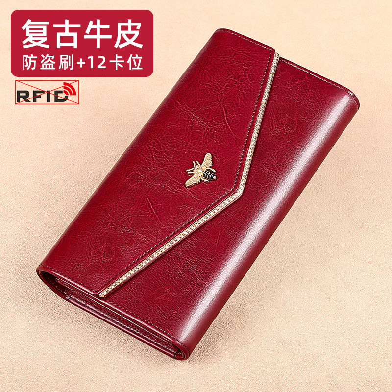 2025新款钱包女士长款真皮手拿包大容量多卡位时尚百搭软牛皮钱夹