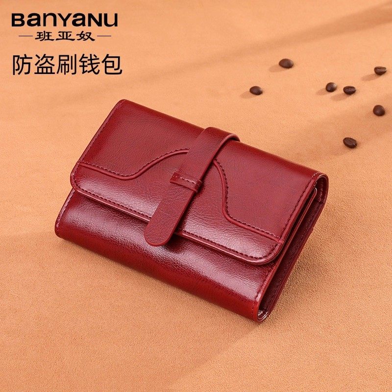 2025韩版时尚新款女士钱包女短款三折复古牛皮搭扣可爱小零钱夹潮