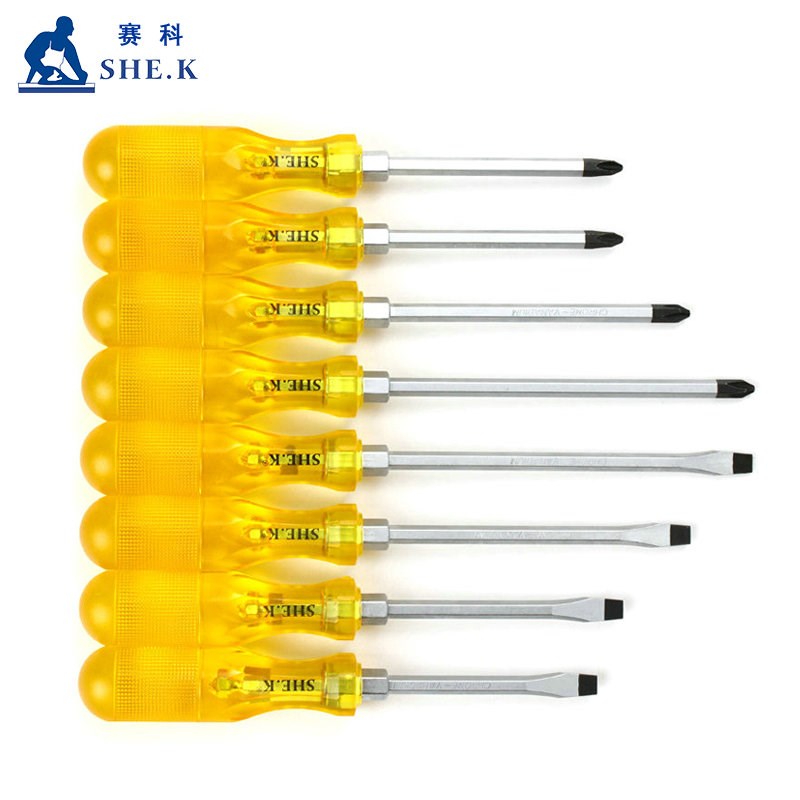 赛科螺丝批 起子锥改刀 十字一字螺丝刀套装 透明防滑柄 SK-1155