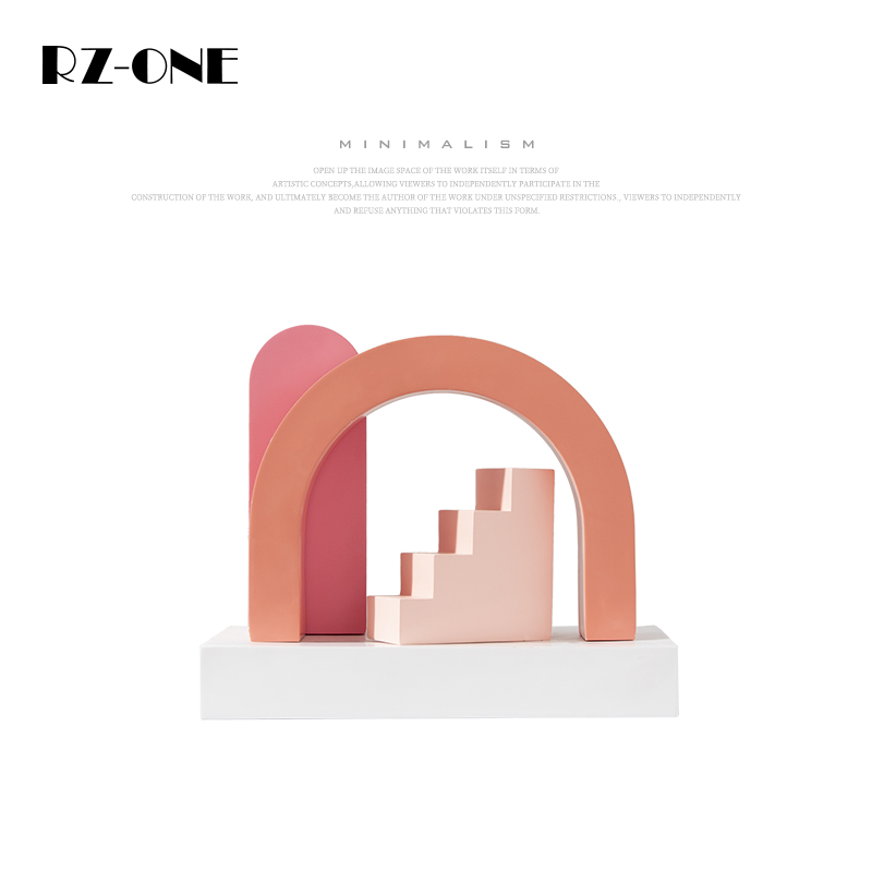 rzone 现代简约几何积木拼图拼版造型装饰品样板房间楼盘会所摆件