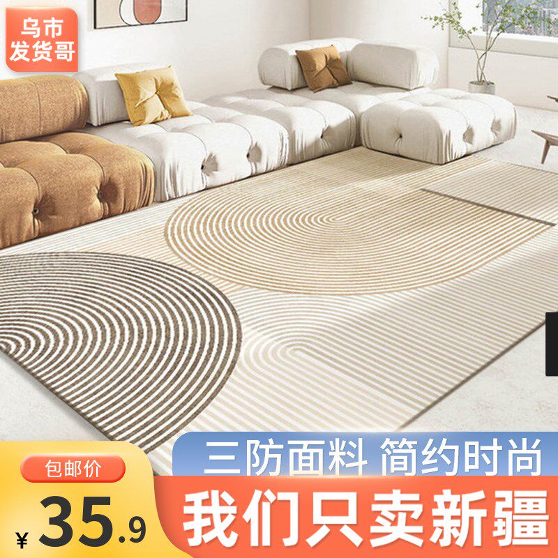 新疆包邮客厅地毯垫轻奢免洗可擦家用卧室北欧地毯简约客厅茶几