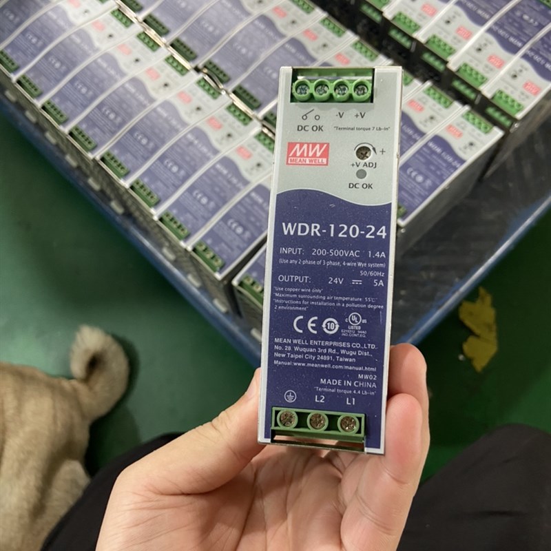 台湾明纬WDR-120-24 明纬导轨120W24V5A 台湾明纬正品货 二手拆机