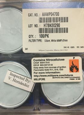 Millipore密理博混合纤维素滤膜AAWP04700 47mm 0.8um全新未拆