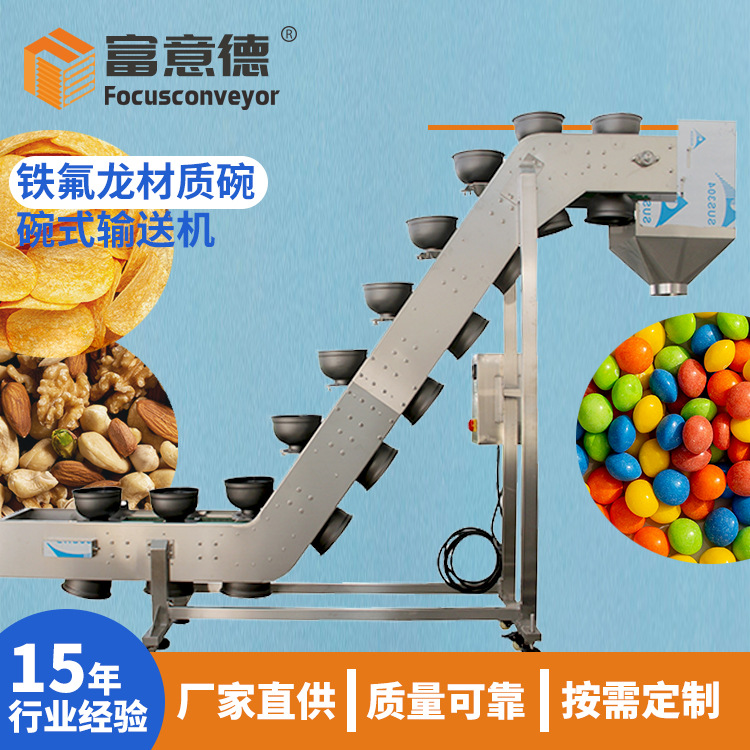 厂家直营防粘铁氟龙碗式输送机 坚果炒货食品混合上料碗式提升机