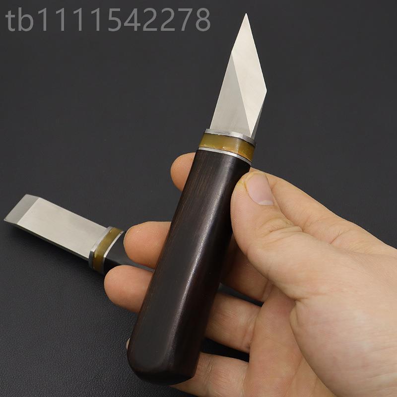 檀y木NCU柄裁皮刀di皮革手工下尖平料刃高削薄刀档D2钢制作锋利耐