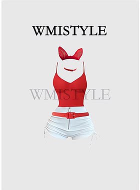 欧洲WMISTYLE设计 酒吧辣妹性感红色束身连体衣制服套装