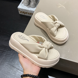 凉拖鞋 松糕厚底增高气质仙女风休闲沙滩拖 女夏d外穿2023新款 时尚