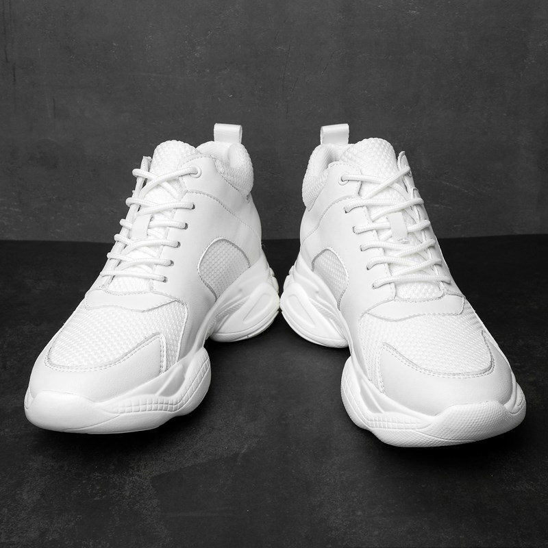 夏季增高鞋男10cm隐形内增x高男鞋透气网面运动鞋老爹鞋厚底小白