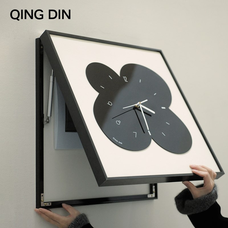 简约现代电表g箱装饰画2025新款免打孔客厅静音时钟电表箱遮挡挂
