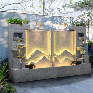 庭院假山流水喷泉水幕墙流水墙屏风摆件造景观循环水公司水景鱼池