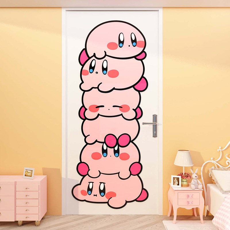 星之卡比儿童房间布置装饰男女孩公卧室墙面床头门上贴纸画遮丑