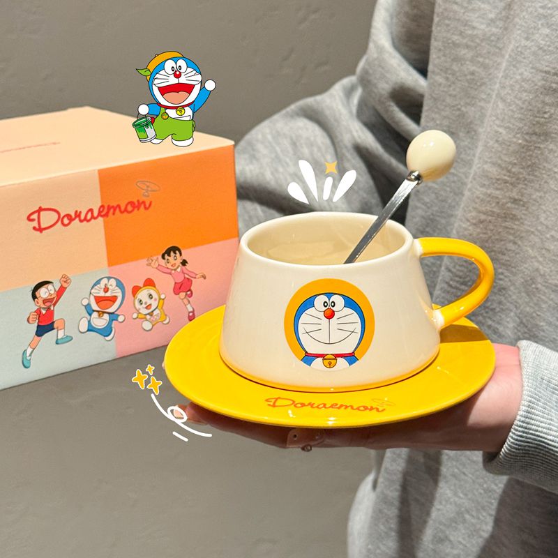哆啦A梦陶瓷咖啡杯碟套装可爱