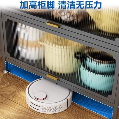 厨房置物柜落地多层带门柜门多功能靠墙一体加宽上翻门储物收纳架