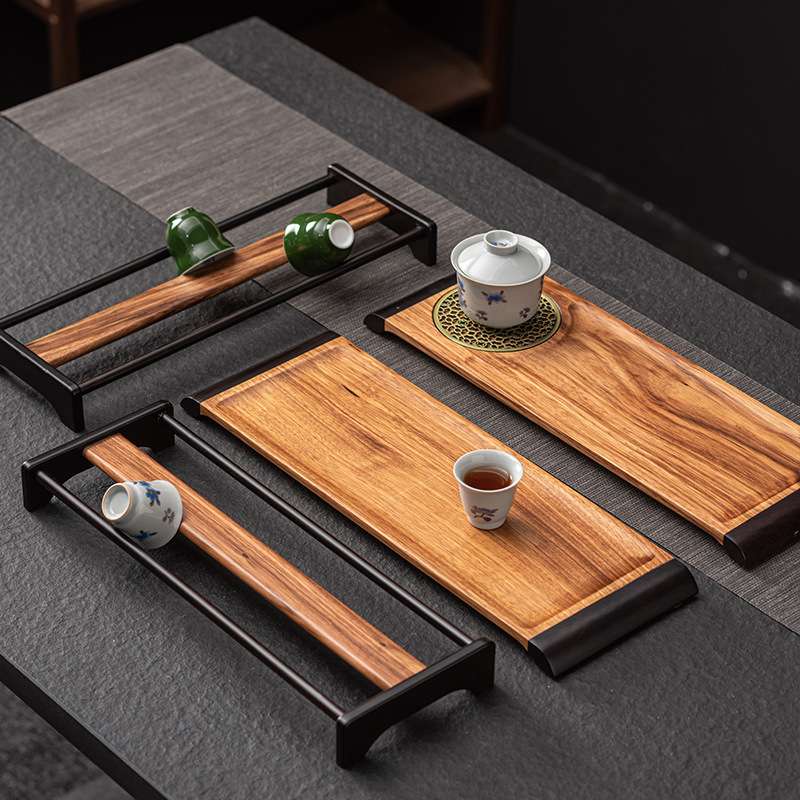 实木干泡盘家用茶具茶杯杯架简约茶室花梨木小茶台茶盘定LOGO