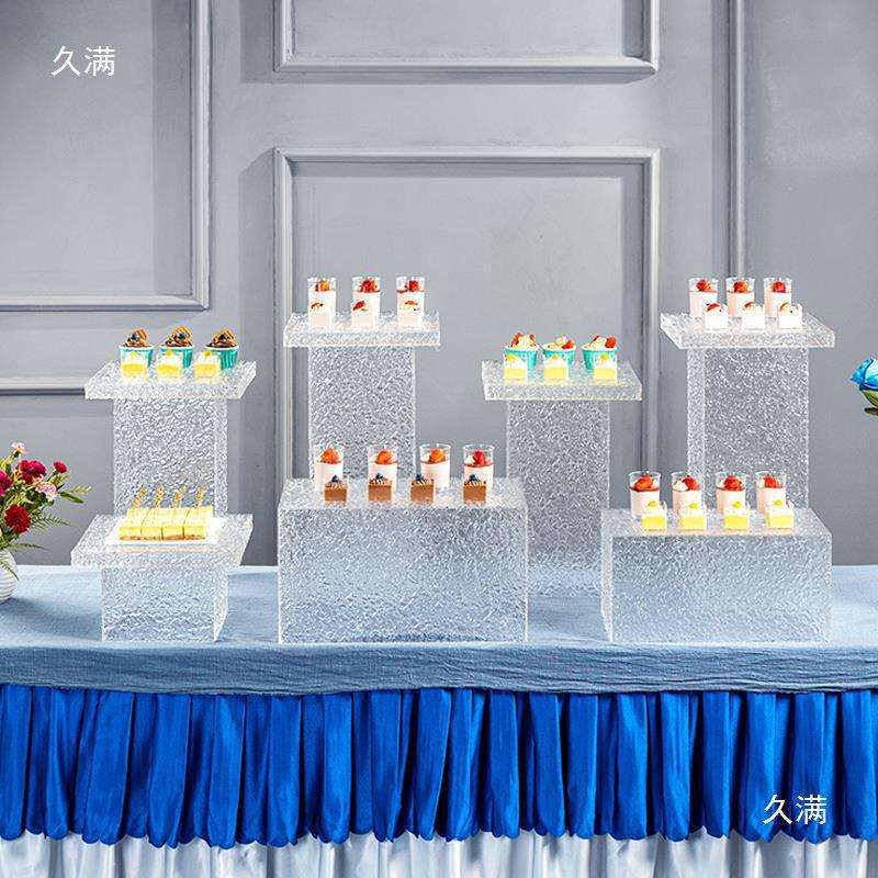 亚克力水波纹甜品台石头纹展示座宴会布置点心架冷餐茶歇摆台