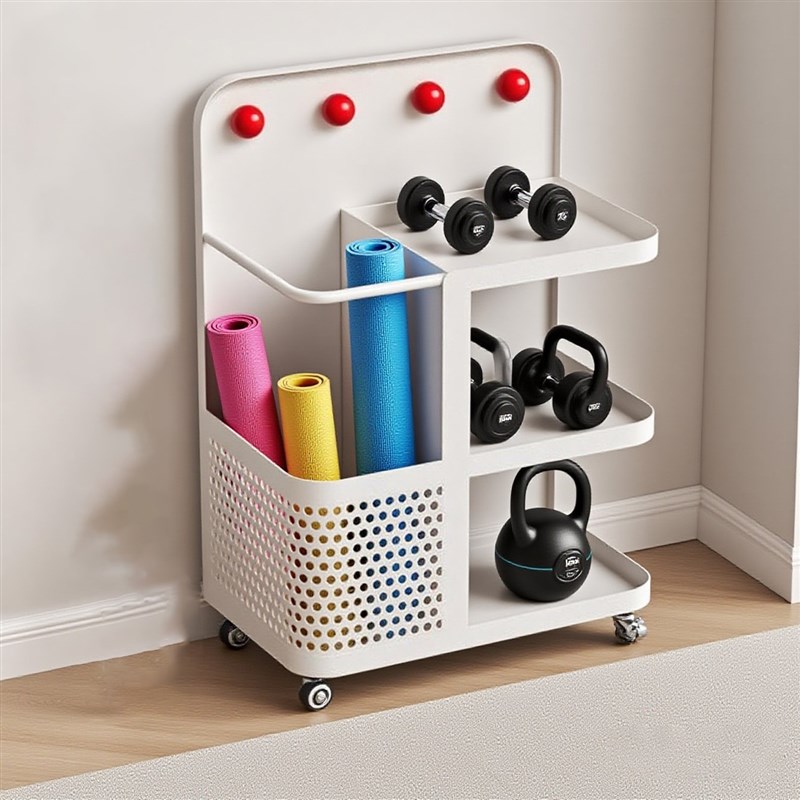 运动器材c收纳层架瑜珈垫泡沫轴哑铃壶铃器球拍置物架健身用品收