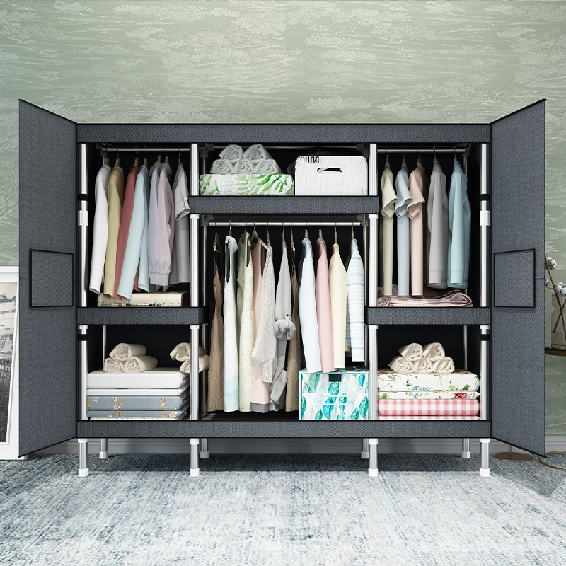 简易衣柜布艺钢架加粗加固布衣柜简约现I代经济型组装衣橱收纳柜