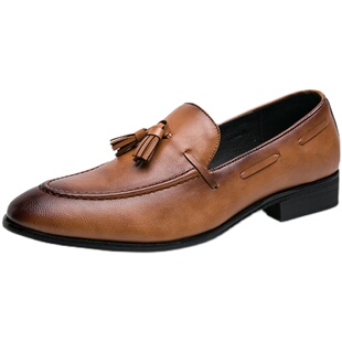 豆豆鞋男2023年新款夏季一脚蹬透气套脚休N闲皮鞋英伦潮流内增高