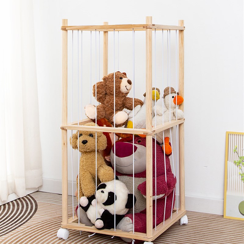 填充玩具存储工艺品展示架实用空间节省网袋展示女U孩玩偶与车轮