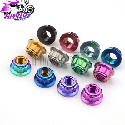 TMJ钛合金12角锁紧螺母M10X1.0 /M10X1.25 摩托车轮轴改装螺母