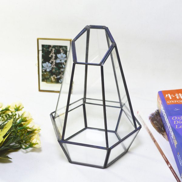 六角形一片顶玻璃花房花多肉种植容器 园艺装饰容器