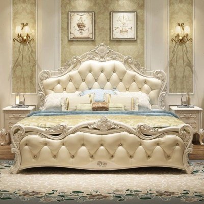 欧式床颜值法式公主床简欧双人床粉色皮婚床主卧家具组合套装