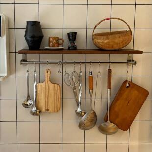 厨房置物架勺子铲子厨具挂钩置物架不锈钢壁挂收纳锅刀挂架免打孔