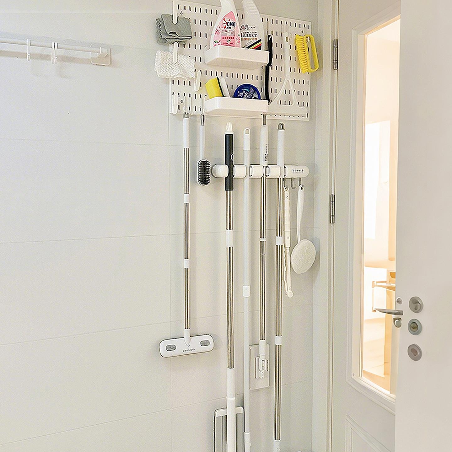 卫生间专用拖把架门后壁挂式免打孔浴室墙上置物架挂钩强力承重