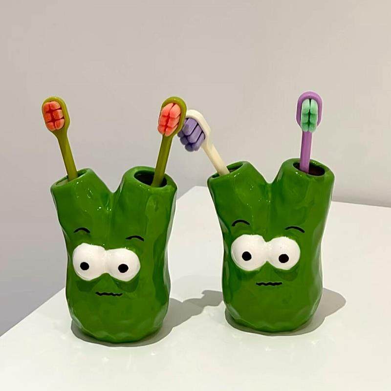 【卫生间各种神器】一颗葱牙刷架陶瓷洗漱台台面置物架牙刷收纳架
