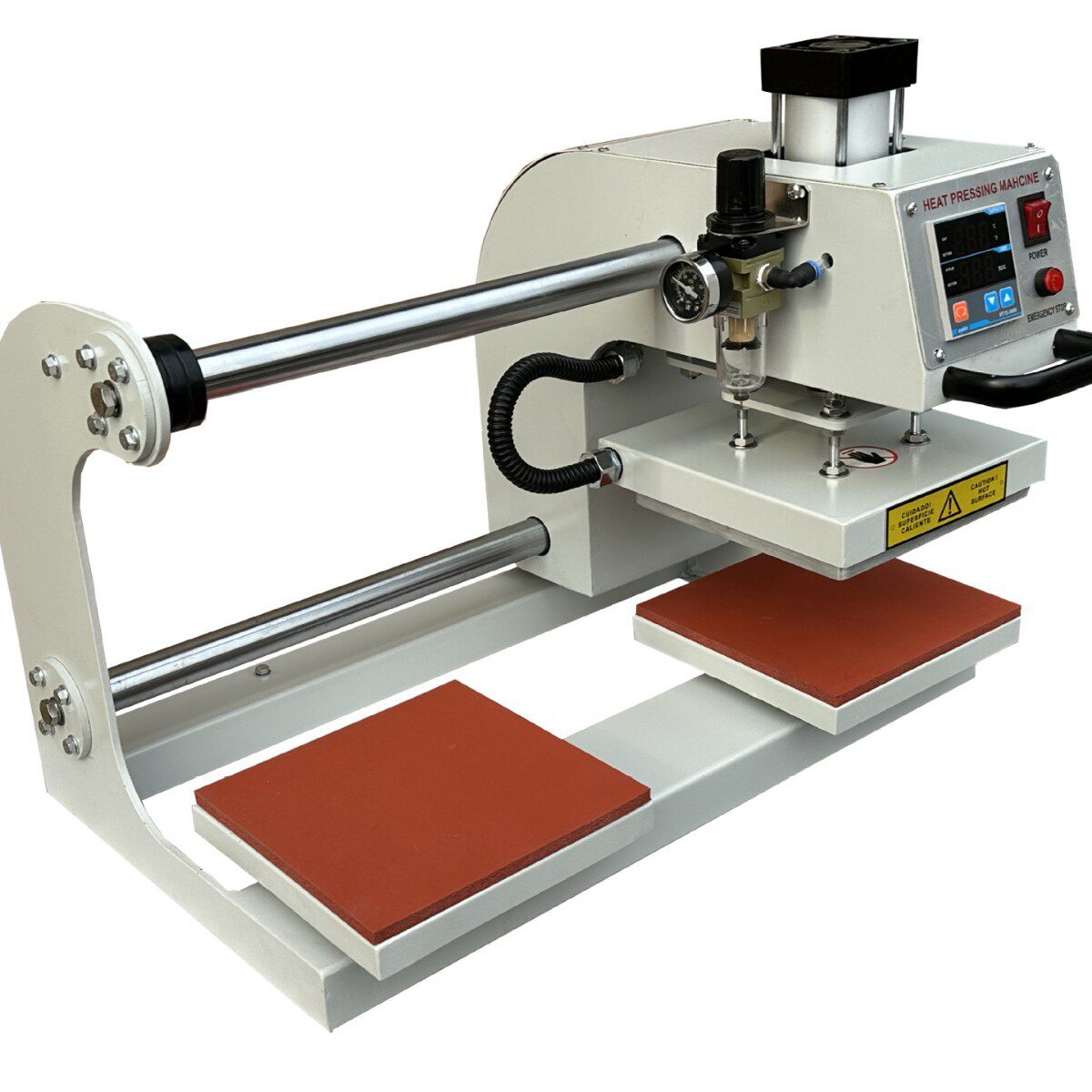 小型上滑式双工位气动烫画机T恤商标热转印机服装加工辅助设备