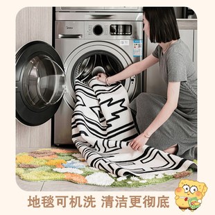 粉色猫咪儿童房地毯卧室地垫v床边地毯女孩卧室床边地毯毛绒ins风