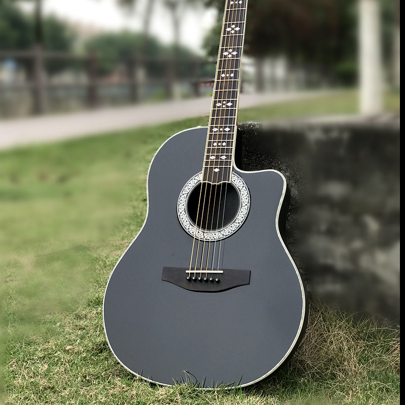 歌迷定制民谣全单板吉他9  寸致敬家驹超薄黑色电箱初学男女