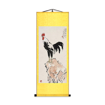 徐悲鸿雄鸡国画装饰画客厅走廊过道壁画中式玄关竖现代水墨挂画