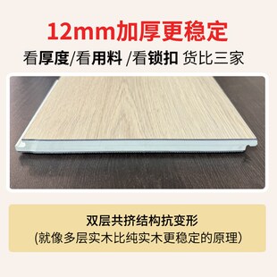 莫宁顿mm厚w平面石塑复合木地板别墅级家用防水石晶锁扣