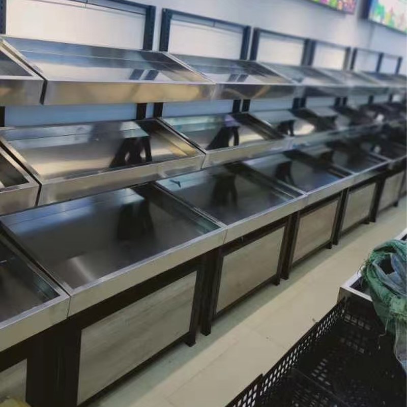 超市果蔬货架展示架生鲜多层水果中岛架子水果店双层蔬菜陈列货架