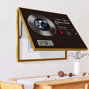 饭厅电表箱时钟装饰画林俊杰黑胶唱片配电箱盖板创意遮挡关钟表