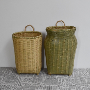 竹编竹篓子竹篮筐鱼篓茶叶水果采摘复古特色装饰舞台道具新款