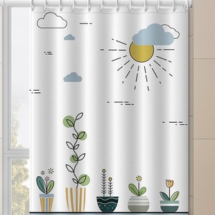 卫生间浴室窗帘免打孔安装 厕所小窗户防窥专用遮挡帘子防水防走光