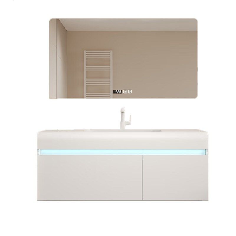 肤感丽耐一体盆置物放扫地机器人洗漱台奶油风浴室柜