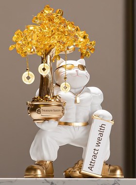 招财进宝猫饰品办公室生意红火装修健身房业礼品运礼品肌肉财富