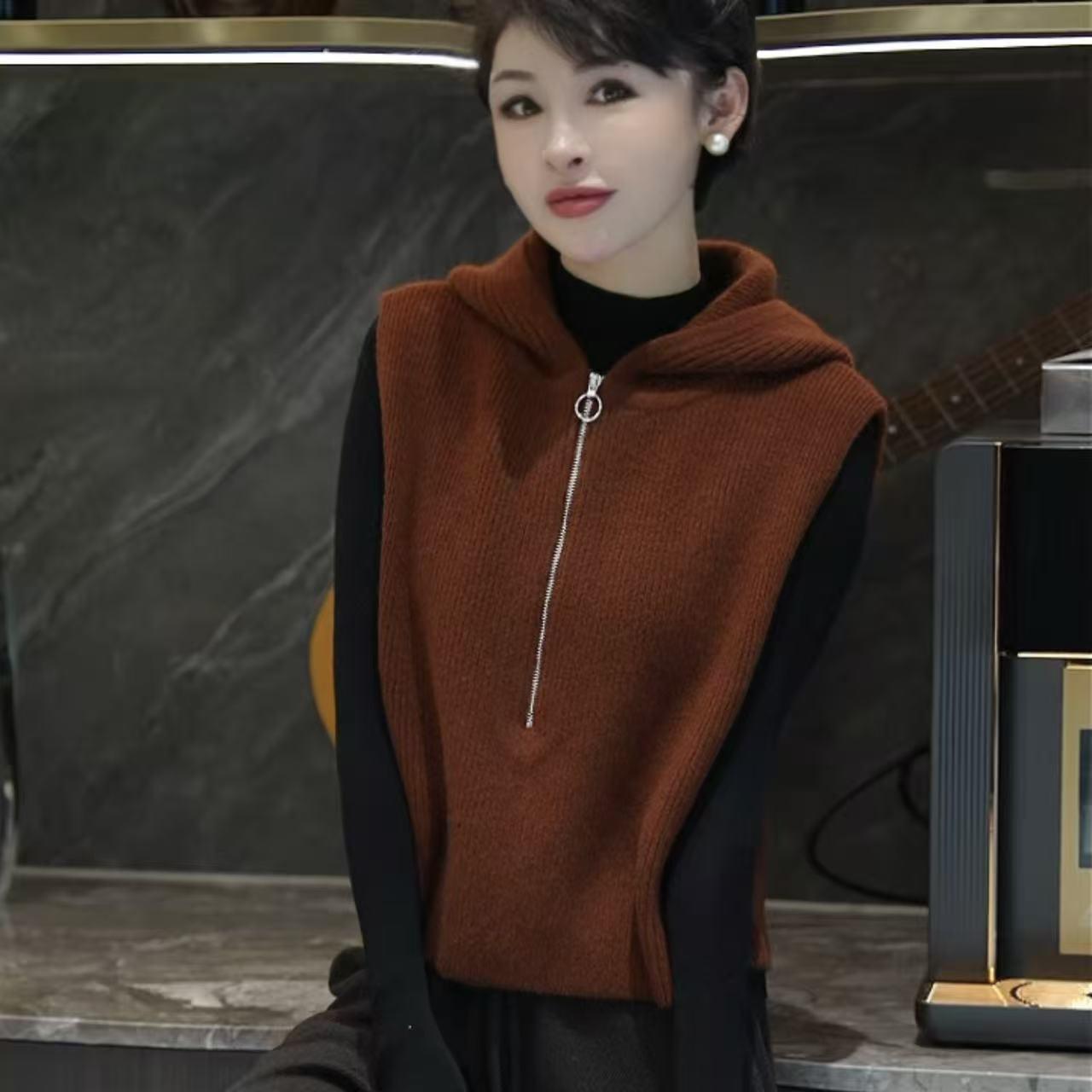 高端纯色无袖针织马甲